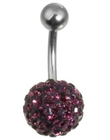Navelpiercing med Kula av glittrande Mörkt Rosa Stenar