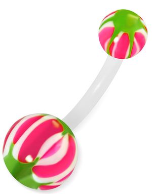 Candy Monster - Rosa, Vit och Grön Navelpiercing av Bioplast