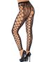Svart Crotchless Nettingsstrømpebukser med Leopard Motiv
