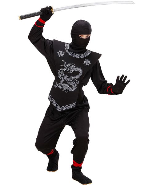 Svart Ninjadräkt med Drakmotiv (Barn)