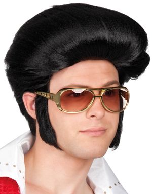 Svart Elvis Inspirerad Peruk med Polisonger