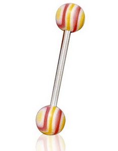 Randig Gul/Röd/Vit Tungpiercing