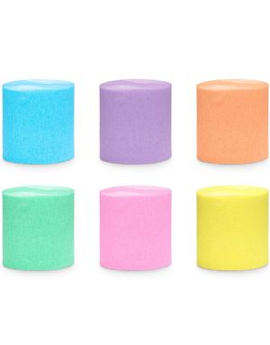 6 stk Pastellfarget Krepp Pyntebånd/Streamers til Dekor