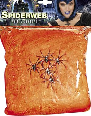 Orange Spindelnät med 5 st Spindlar