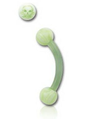 Skull Green - 1.2 x 8 mm Ögonbrynspiercing