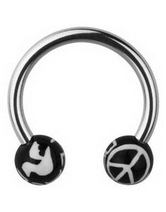 Peace Ögonbrynspiercing - Svart - 1.2 x 10 mm