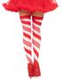 Røde og hvite “candy cane” lårstrømper i elastan