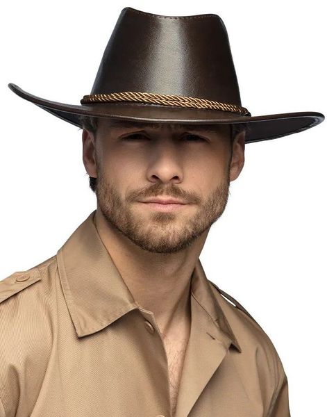 Cowboyhatt i Imitert Skinn – Mørk brun
