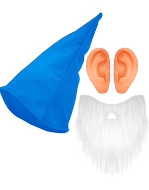 Blå Julealv Set - Hatt med Öron och Skägg