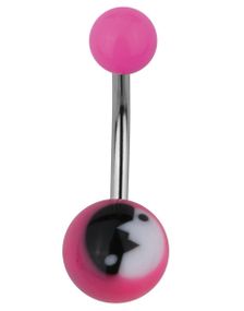Modern Yin Yang Navelpiercing i Rosa/Svart/Vit