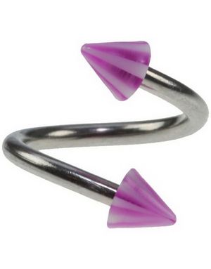 Curve Ögonbrynspiercing med Lila och Vita Spikes - 1.2 x 8 mm