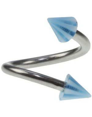 Curve Ögonbrynspiercing med Vita och Blå Spikes - 1.2 x 8 mm
