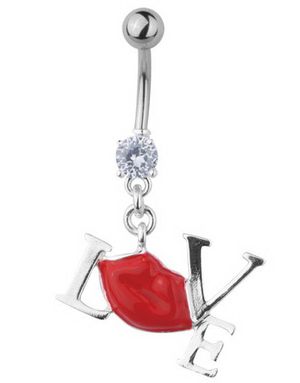 Navelpiercing - Love Your Red Lips - Silver