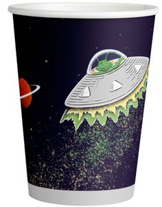 8 st Alien UFO Koppar 250 ml - Space Party