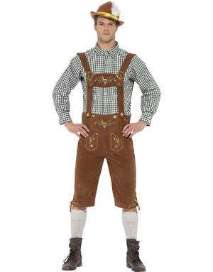 Traditionell Brun och Grön Oktoberfest Lyxdräkt för Män