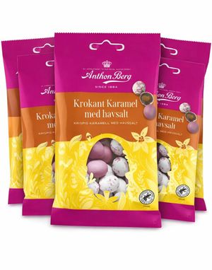 36 st Anthon Berg Mandelägg Med Krokant Karamell Med Havssalt - Hel Låda