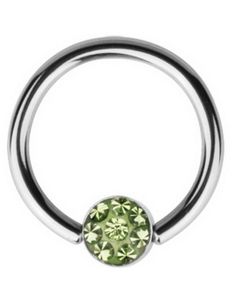 BCR Piercing med Gnistrande Grön Sten