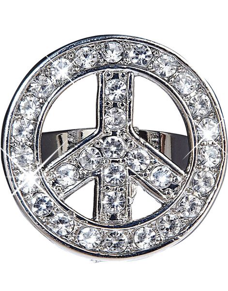Peace and Love - Silverfärgad Justerbar Ring med Stenar
