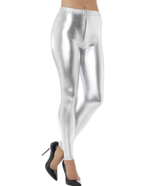 80-tals Leggings i Metallic Silverfärg