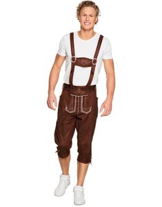 Bruna Oktoberfest Sämskinn Knälånga Lederhosen