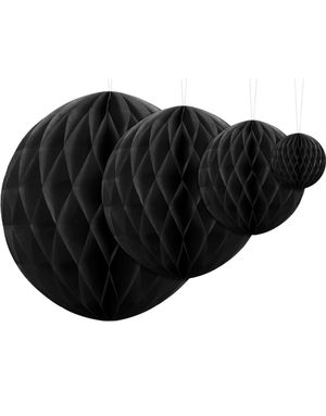 Svart Honeycomb Ball VELG STØRRELSE 10-40 cm