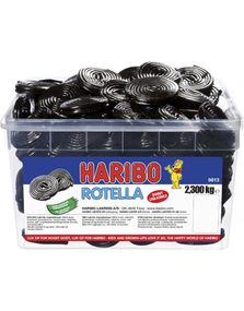 2,3 kg Haribo Rotella Ask med Lakrits snurror