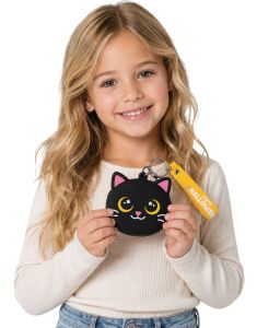 "Happy Halloween" – Svart Katt Nyckelring / Plånbok med Dragkedja