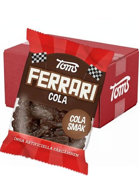 30 st Toms Ferrari Cola - Bilformade Vingummibitar med Colasmak - Hel Låda 3,6 kg