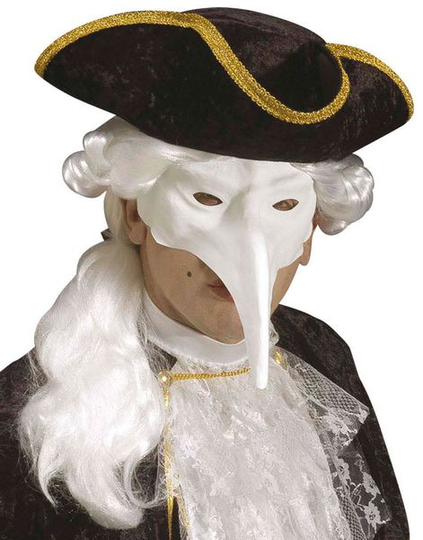 Vit Venetiansk Mask Med Lång Näsa - Kan Målas!