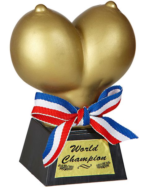 Bröstformad World Champion Pokal 12x9 cm