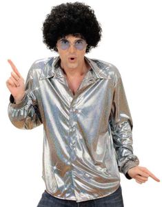 Holografisk Discoskjorta - Silverfärgad