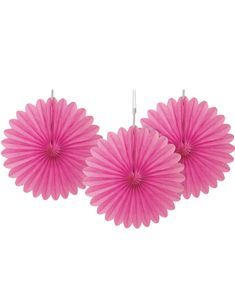 3 st Mini Rosa Pappersdekorationer 15 cm
