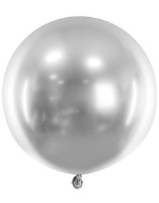 1 stk 60 cm - Rund Glossy Sølvfarget Ballong