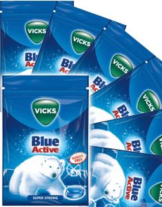 Vicks Blue Active Sockerfri Superstark Menthol - Hela Förpackningen 1440 gram