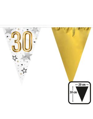 6 Meter Langt Flaggbanner med Gullskrift - 30 ÅR 