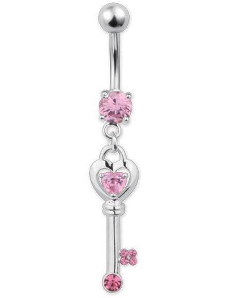 The Love Key Pink - Navelpiercing i Äkta Silver