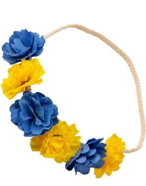 Blå og Gule Blomster - Elastisk Hårbånd 