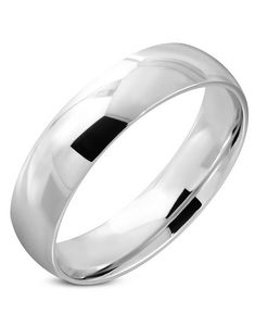 Silverfärgad Ring i Kirurgisk Stål med Polerat Band 6 mm