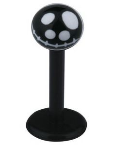 Labret with Jack Skellington Head - Svart/Vit - Strl 1,2x8x4mm
