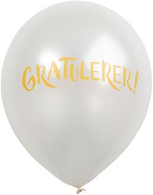 6 stk 30 cm Perle Hvite Ballonger - Gratulerer