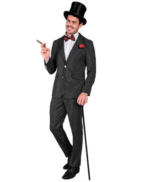 Gangster Kostymedress med Hvite Striper til Mann
