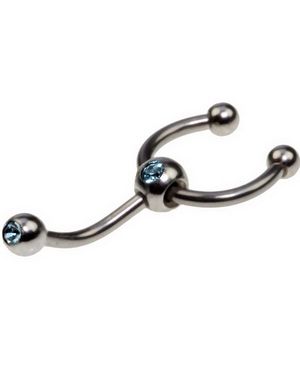 Ögonbrynspiercing med Hästsko och Blå Stenar - 1.2 x 8 mm