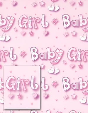 2 stk Baby Girl Gavepapir med 2 stk Navnelapper - 50x70cm