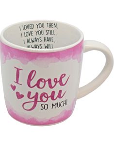 I Love You - Vit och Rosa Mugg med Text