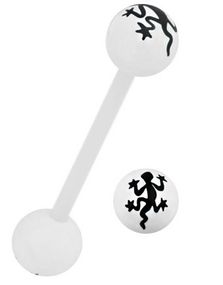 Salamander - Vit & Svart Tungpiercing
