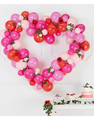 Stor Gullfarget og Rosa Hjerteballongfigur i 116 Deler - 160 cm