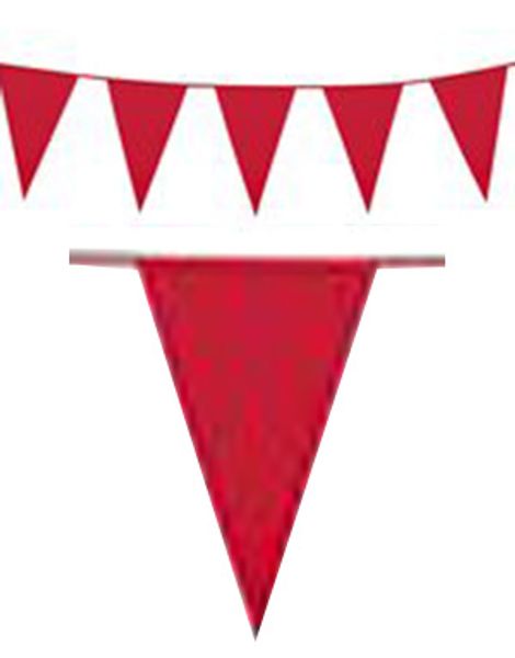 10 Meter lång Banderoll med Röda Vimplar