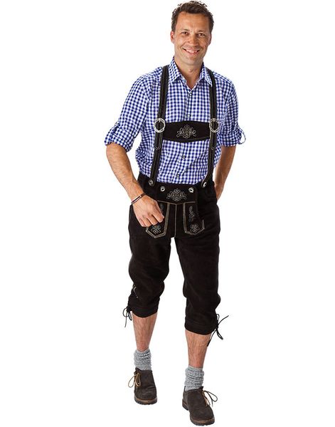 Deluxe Autentiska Svarta Lederhosen i 100 % Kvalitetsläder