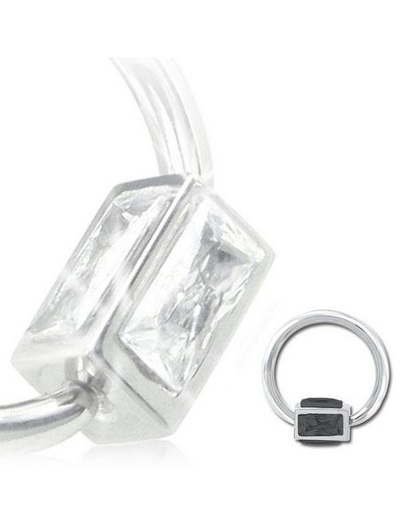 BCR Piercing med Fyrkantig Svart Sten - 1.2 mm x 12 mm