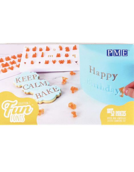 Fun Fonts Alphabet Collection 2 - Stämpelset Med Stora Och Små Bokstäver I 52 Delar - PME Cake